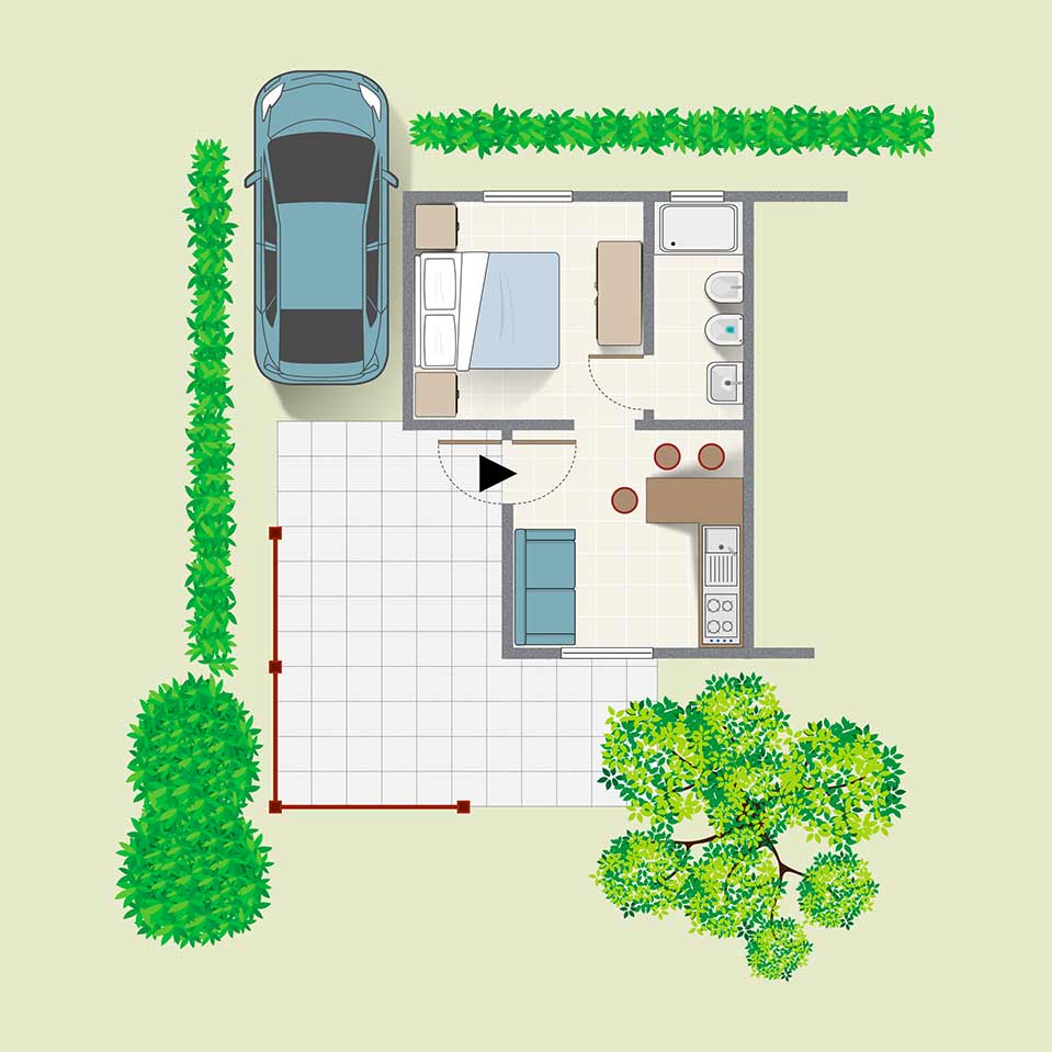 Piantina del Bungalow Deluxe Small del Pappasole Camping Village